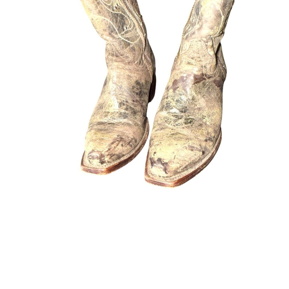 INNOVATION Embelished Embroidered Distressed Studded Cowgirl Western Boots - Picture 7 of 17